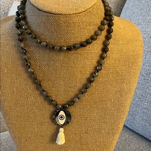 Evil Eye Beaded Pendant with Tassel